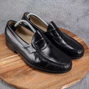 Mens 11 W SAS Handsewn Made in USA Penny Loafers Shoes Black Leather Slip-On